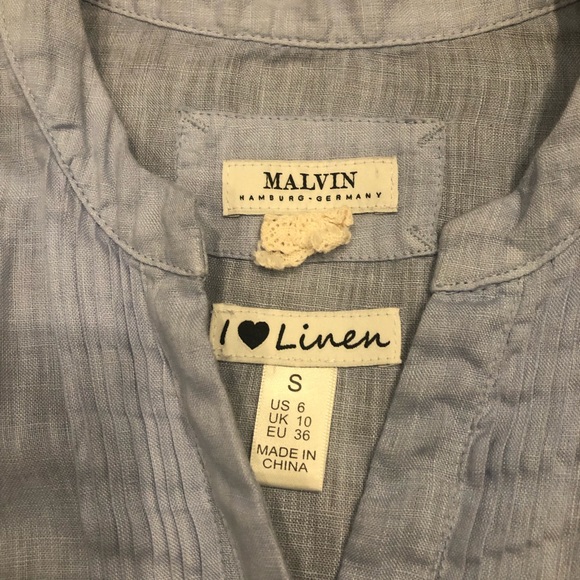 - - Malvin I Love Linen Blue Tunic Size Small US6 - Picture 3 of 9